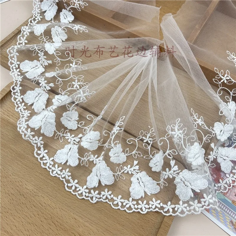Сетчатая кружевная ткань с вышивкой 1 метр ширина 15 см | Дом и сад