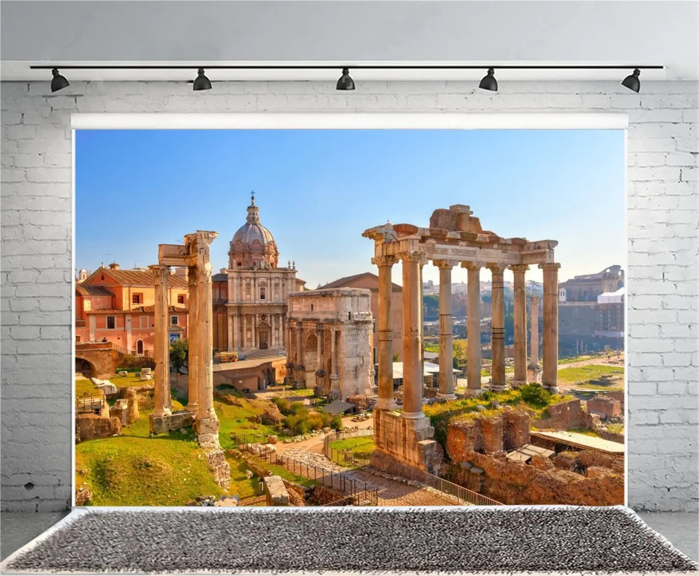 

Панорамный фон для фотосъемки с римским столом старинные руины историческая культура старое здание Храм история достопримечательность фон