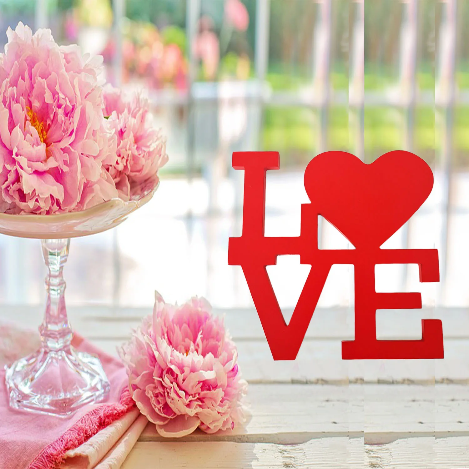 2x красный деревянный блок любовь значок DIY настенный столешница Декор вырез