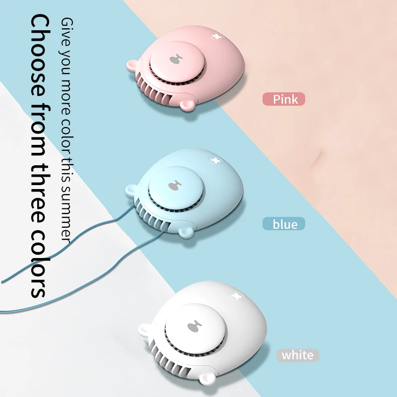 

USB Fan Air Cooler Style Creative Bear Hanging Neck fan Portable Mini Outdoor Handheld Lazy Sling Built-in Battery for Fan