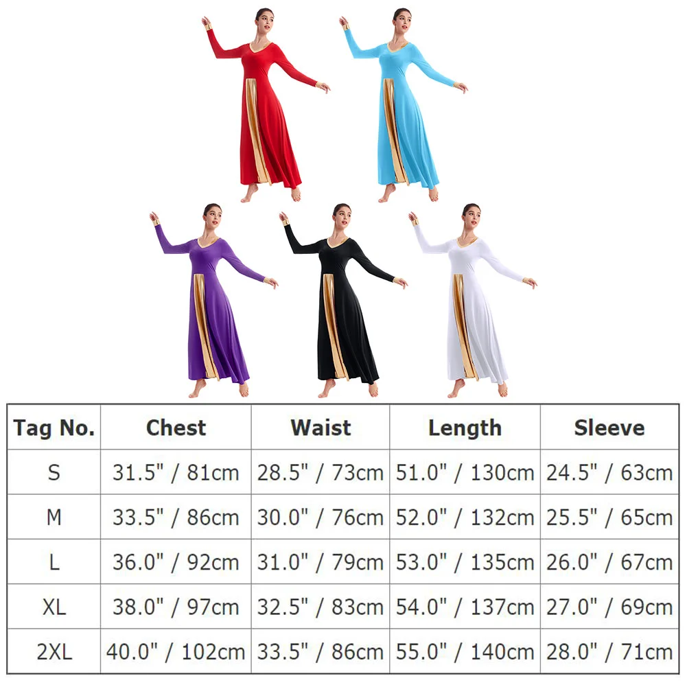 

Praise Dress for Women Adult Girls Long Sleeve Pleated Swing Dress Liturgical Dance Costumes Loose Fit Church Dresses for Women