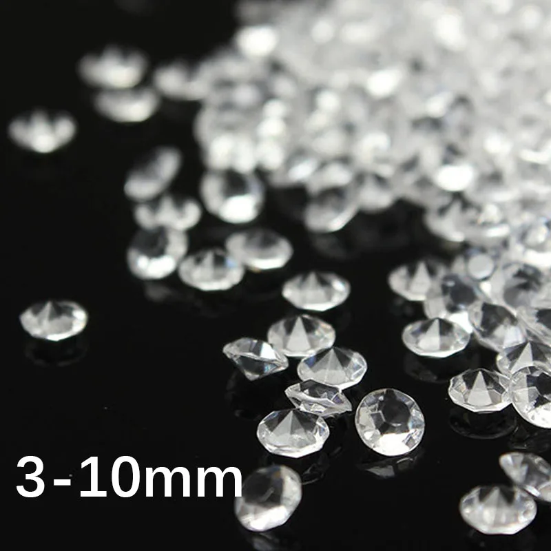 

3-10mm Mixed Transparent White Acrylic Dot Diamond Dining Table Confetti Wedding Party Crystal Scattered Decoration 1000 Pieces