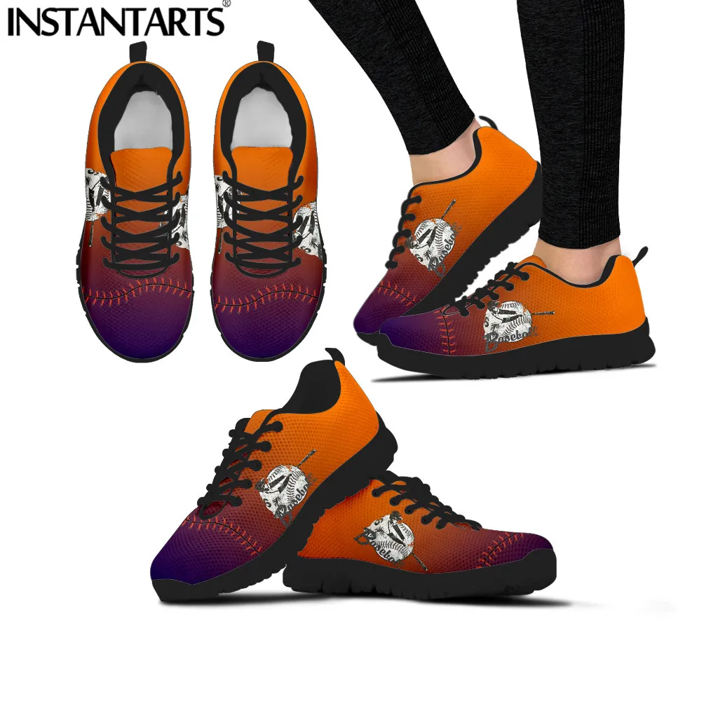 Кроссовки женские радужные дышащая сетчатая обувь бейсбольный принт