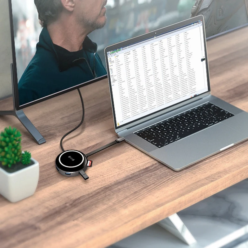 Многофункциональный usb-хаб адаптер 9 в 1 USB C концентратор гигабит RJ45 4K HDMI QI