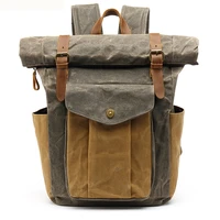 vintage oil waxed canvas leather backpack large capacity teenager school bag traveling waterproof daypacks 14 laptops rucksack