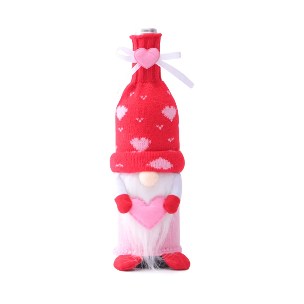 

Doll Wine Bottle Cover Happy New Year Gift Red For Home 2020 Xmas Ornaments Lovely Heart Design Cloth Christmas Decorations