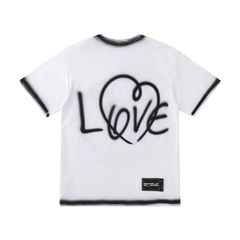 

Футболка We11done в стиле оверсайз, рубашка свободного покроя с надписью Love и принтом граффити, для мужчин и женщин