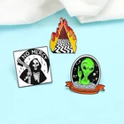 Эмалированная брошь с изображением инопланетянина и скелета, броши с изображением людей из пришельцев, двойных пиков, двух пиков, рубашки, лацканов, искусственная бижутерия, подарок для друзей