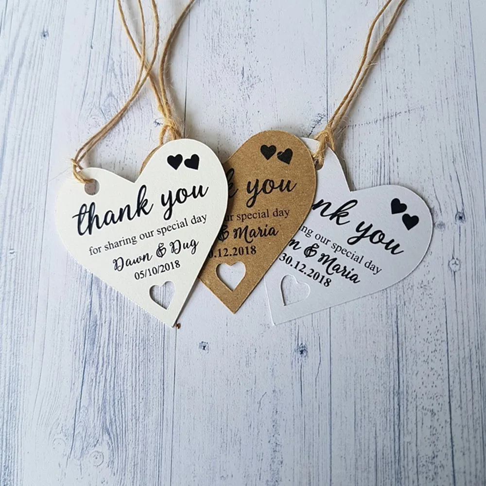 customized Wedding Heart Shaped gift Tags Personalised Thank You For Sharing Our Special Day bachelor Bridal Baby Shower lables | Дом и сад