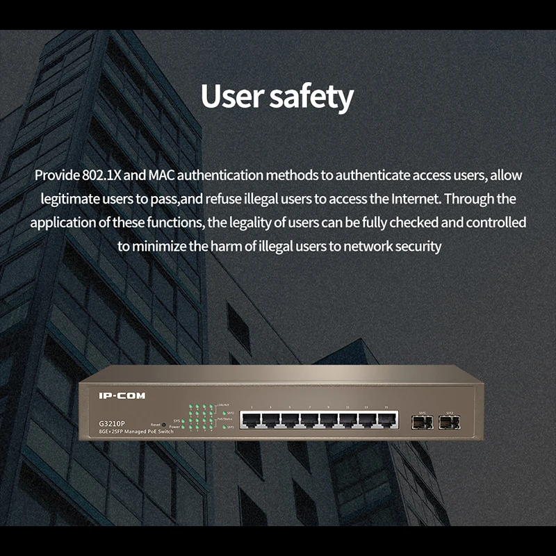 Сетевой коммутатор JSMAX IPCOM G3210P с 8 портами Gigabit + 2 * SFP | Компьютеры и офис