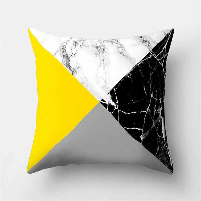 

Yellow Geometric Cushion Cover Marble Decorative Sofa Cushions Pillowcases Throw Pillows Polyester Pillowcases Home Decor