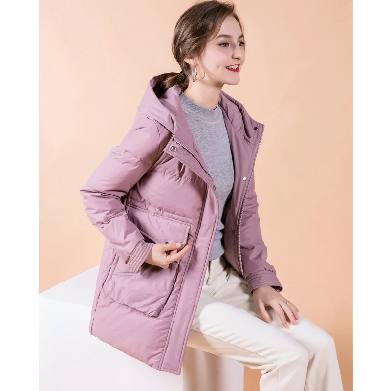 2019 Fashion Women Duck Down Coat Solid Color Thicken Hooded White Jacket |
