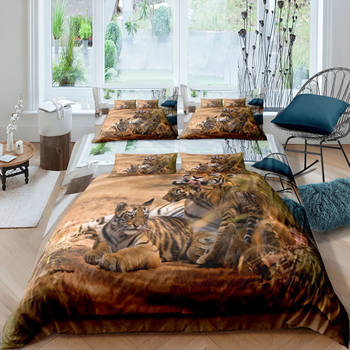 

Комплект постельного белья с 3D-принтом тигра, комплект с пододеяльником, одеялом, наволочкой, Детский комплект для украшения кровати, домаш...