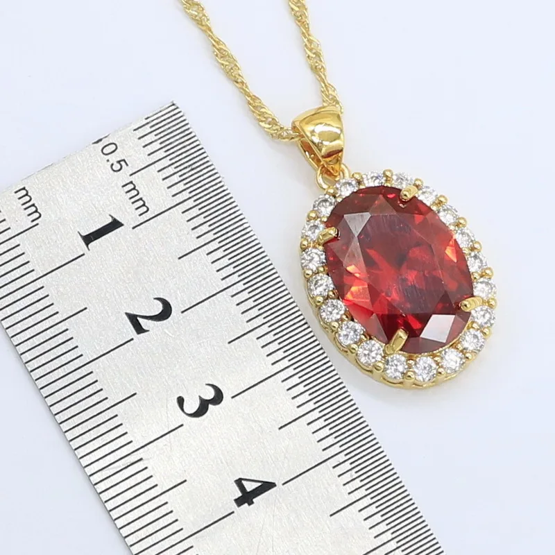 Набор украшений для женщин с красным цирконием геометрической формы набор