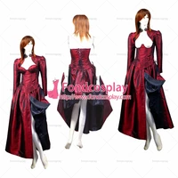 fondcosplay o dress the story of o with bra dark red tafetta jacket open breast dress cosplay costume tailor madeg430