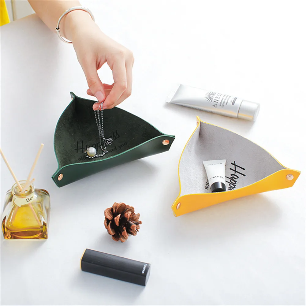 Шикарный органайзер для макияжа из искусственной кожи Настольный ящик хранения