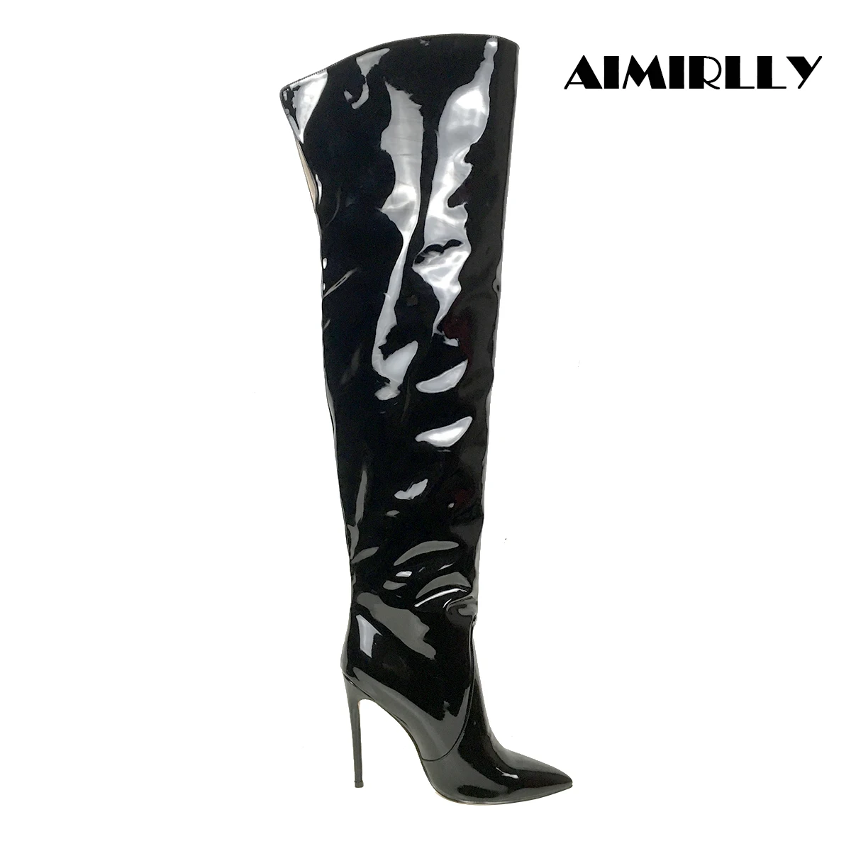 Женские сапоги Сапоги выше колена с острым носком на высоком каблуке Черные