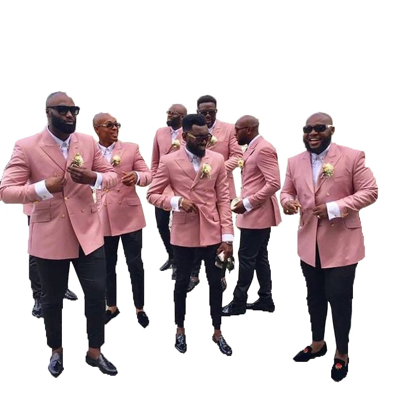 Костюм мужской двубортный облегающий свадебный смокинг для жениха 2 предмета