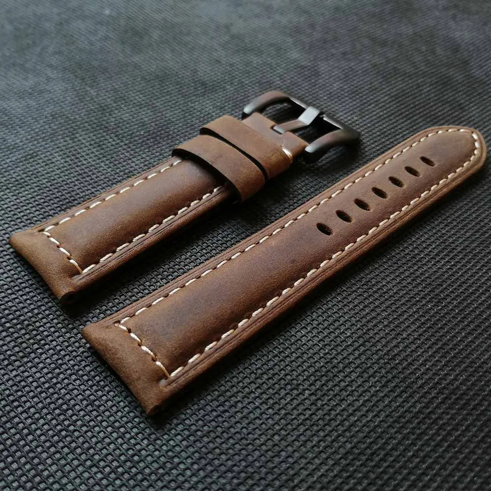 Ремешок из кожи Крейзи Хорс для часов Panerai универсальный ремешок ручной работы