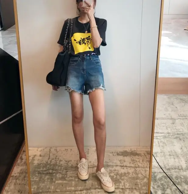 Женская футболка летняя с коротким рукавом принтом смайлика и 2020S черный топ |