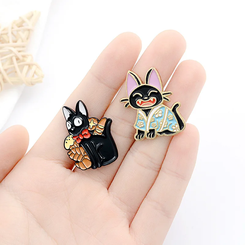 Служба доставки Kiki эмалированная булавка Kawaii Jiji Cat Брошь ghiали аниме фильм