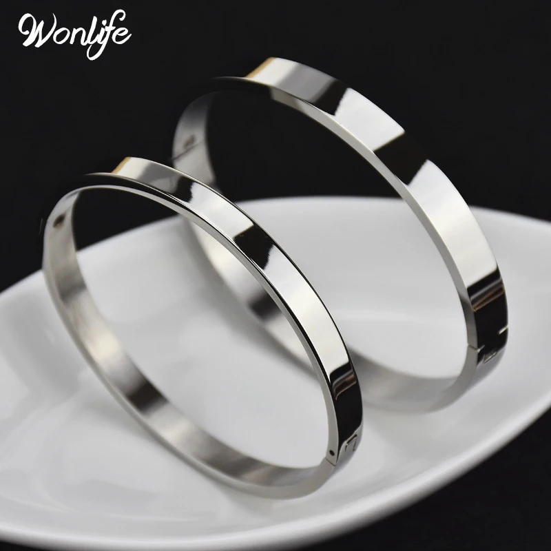Wonlife простые гладкие парные ювелирные изделия из нержавеющей стали разноцветные браслеты для влюбленных простые браслеты для мужчин и женщин подарок