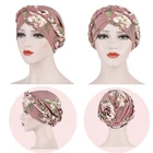 Женский хлопковый мусульманский шарф-тюрбан с принтом