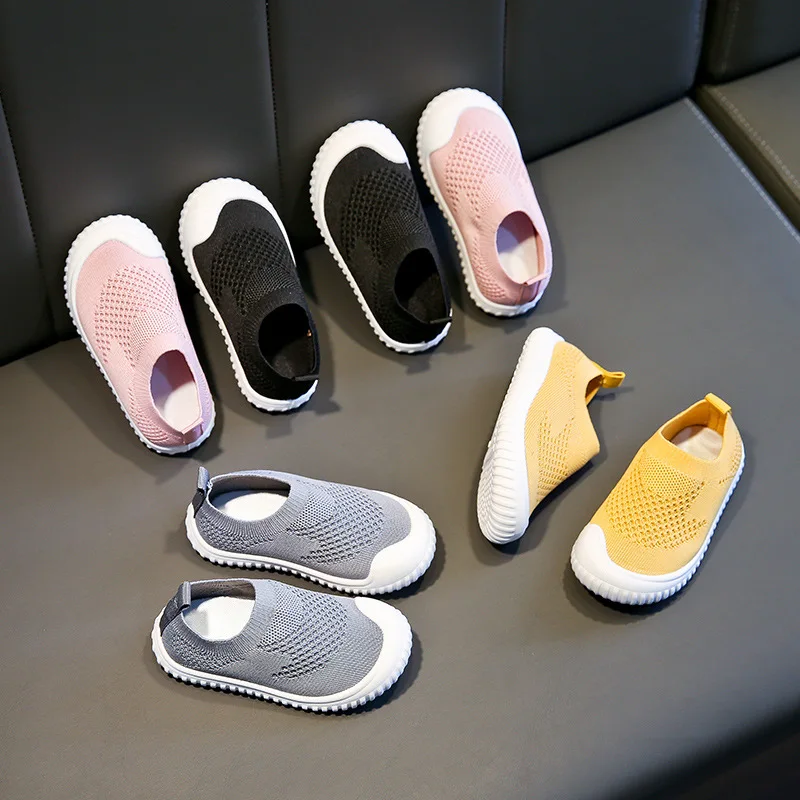 Кроссовки для мальчиков и девочек вязаная спортивная обувь на плоской подошве