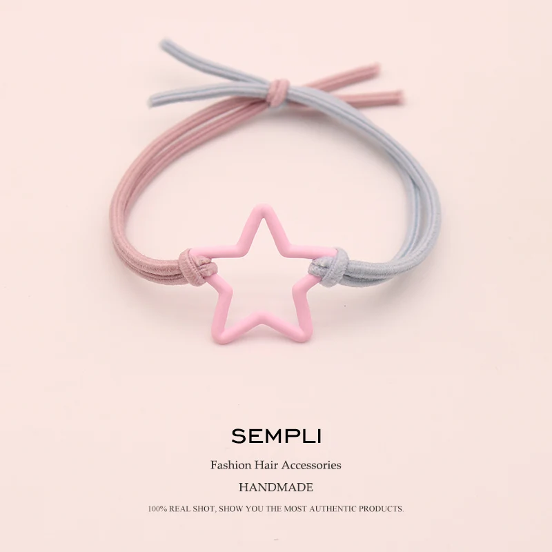 Pink Двухцветные эластичные резинки для волос Sempli, металлический обруч, железное кольцо для женщин, девочек, детей, модные резинки для волос, аксессуары для волос - Цвет: Pink