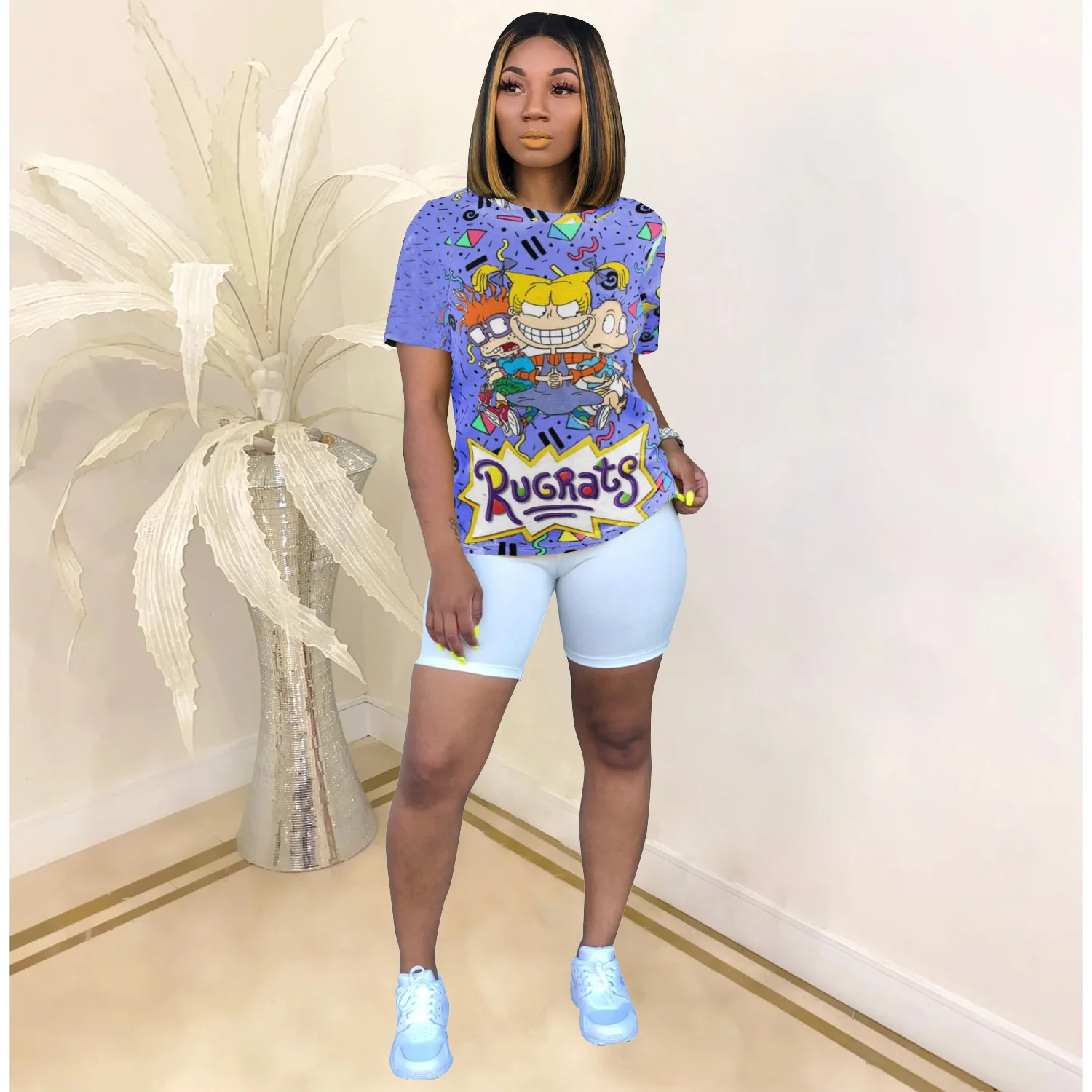 

New Arrival Women's Cartoon Print Tshirts Print Shirt Fashion Casual Short Sleeve Tops Streetwear Clothes Korean Clothes