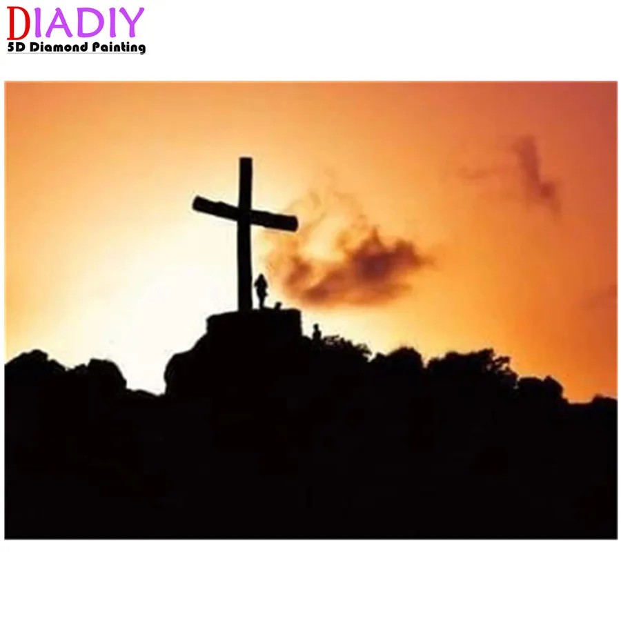 

Diamond Painting New Religion Christian 5D DIY Diamond Embroidery Sale Landscape Sunset Mosaic Decor For Home