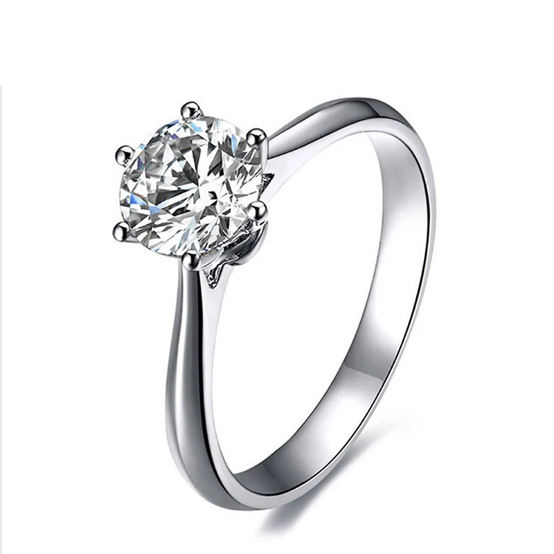 Роскошное Женское Обручальное кольцо с цирконом простые круглые кольца шестью