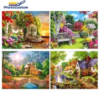 photocustom diy oil painting by numbers wall decor landscape house for adults diy gift home decor unique gift diy handpainted