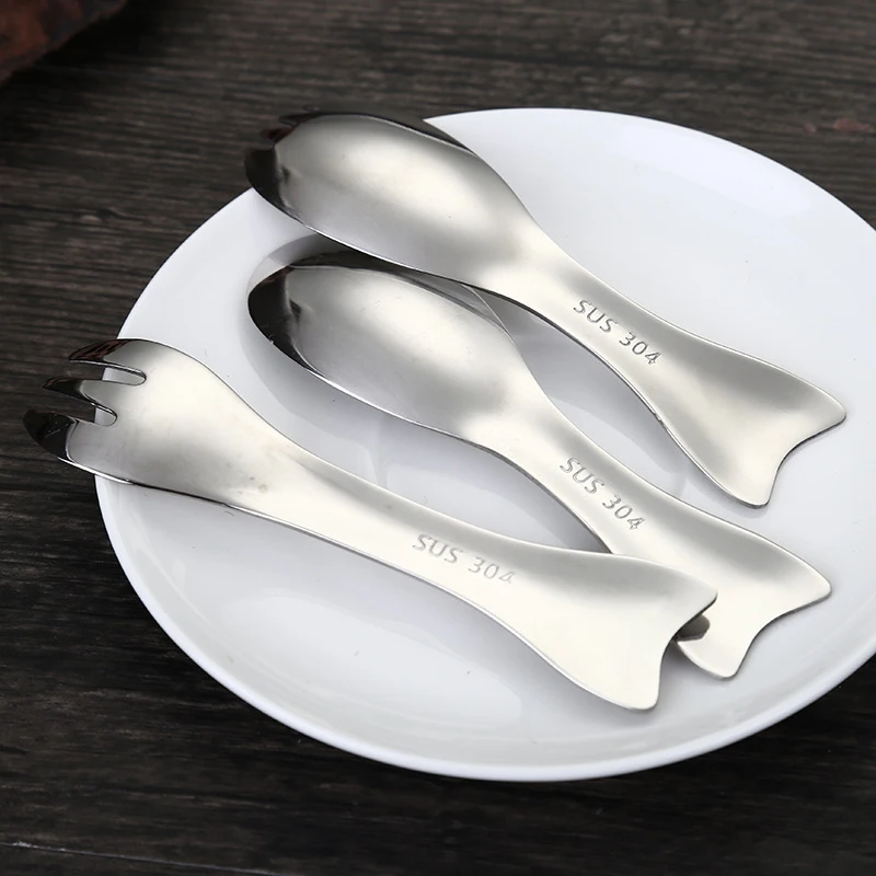 Ложка и вилка из нержавеющей стали в форме мультяшного кота для мороженого