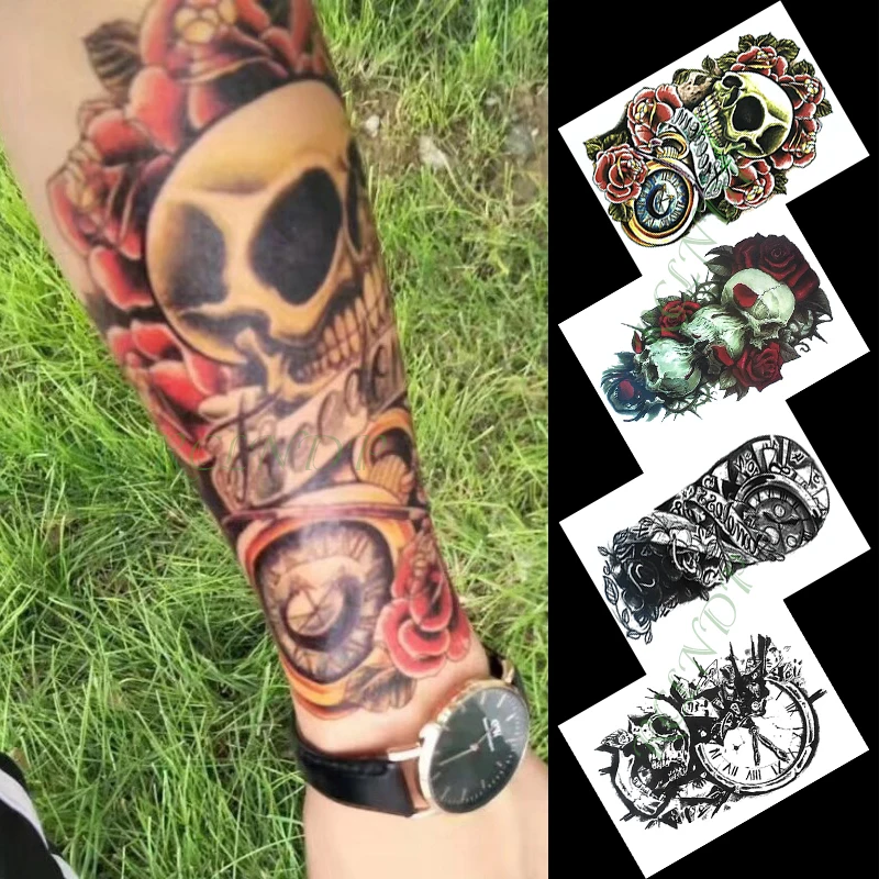 

Waterproof Temporary Tattoo Sticker girl wolf skull Black tribal totem tatto flash tatoo fake tattoos to men women