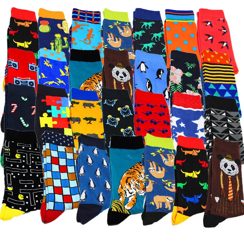 Модные мужские носки большого размера забавные короткие из чесаного хлопка