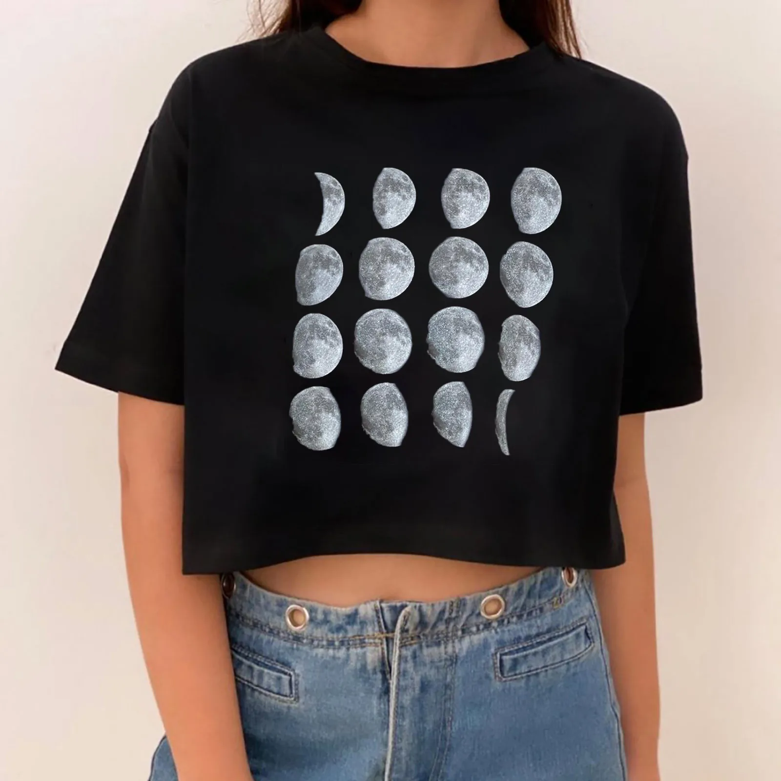 

T-Shirts Tops Women's Blouse Woman Clothes Clothing Blouses Shirt Top Stitch Anime T-shirt Crop Female Kawaii Short Sleeve Tees