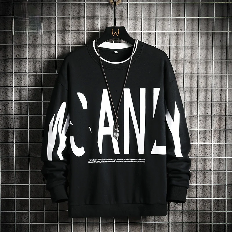 

Street Sweatshirt Men 2021 Spring Autumn New Casual Round Neck Long Sleeved Sweatshirts Men's Fashion Printed Pullover Top
