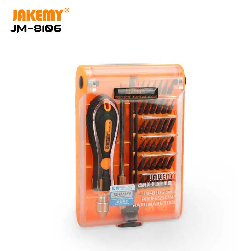 JAKEMY JM-8106 38 IN 1 Precision MIni Screwdriver DIY Tool Set for Cellphone Computer Camera Repair Disassemble
JAKEMY JM-8106 38 IN 1 Precision MIni Screwdriver DIY Tool Set for Cellphone Computer Camera Repair Disassemble