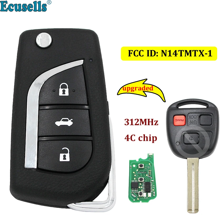 Улучшенная флип-карта с 3 кнопками памяти 312 МГц и чипом 4C для Lexus - Цена: 1702.4