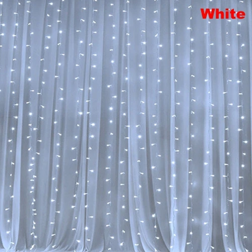 White 3 м x 3 м 6 м x 3 м светодиодный светильник-Гирлянда-сосулька, сказочный светильник для занавесок, Рождественский, Рождественский, Свадебный, вечерний, внутренний, открытый, оконный, декоративный светильник - Испускаемый цвет: White