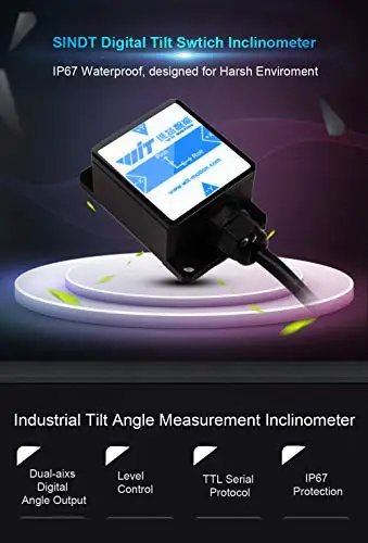SINDT Tilt Sensor 2-axis Dgital Angle( Roll+ Pitch) Output Inclinometer IP67 Waterproof& Anti-vibration For PC/Android/MCU
