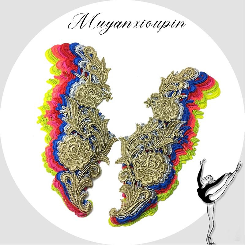 Кружевная аппликация в виде цветов свадебное платье цвет под золото и серебро 1