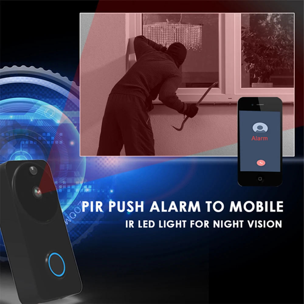 

1080P Outdoor WiFi Smart Video Doorbell Camera IP Intercom Door Phone Bell Waterproof Security Door phone