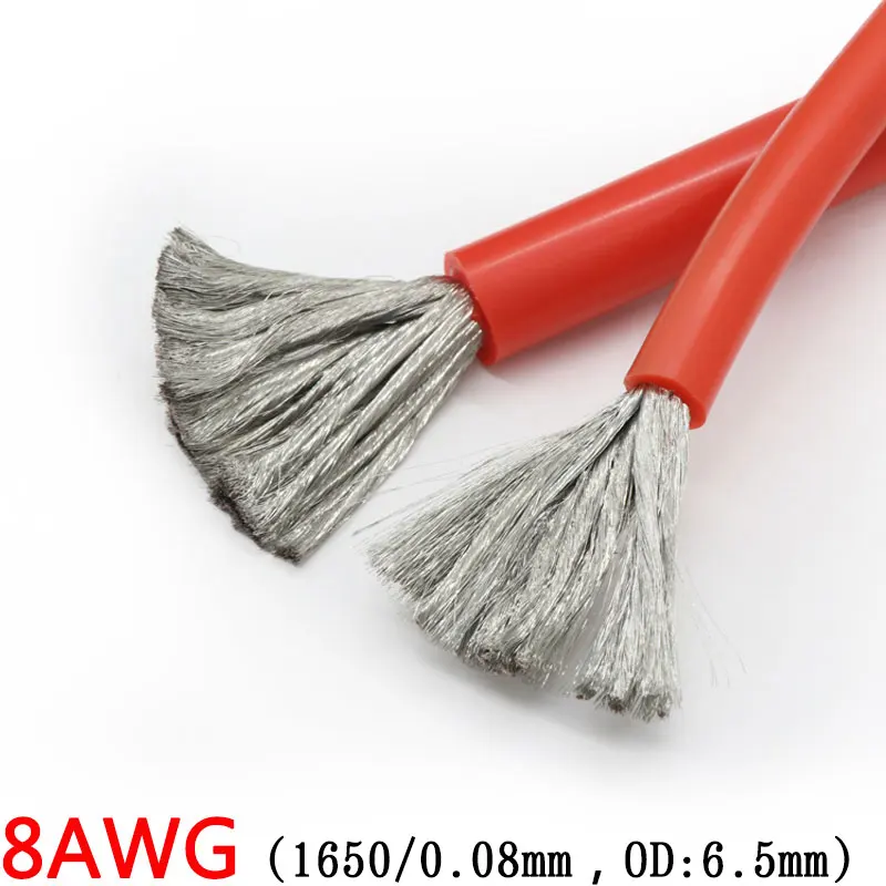 

8AWG Silicone Gel Rubber Wire OD 6.5mm Flexible Cable High Temperature Insulated Copper Ultra Soft Electron DIY Line Colorful