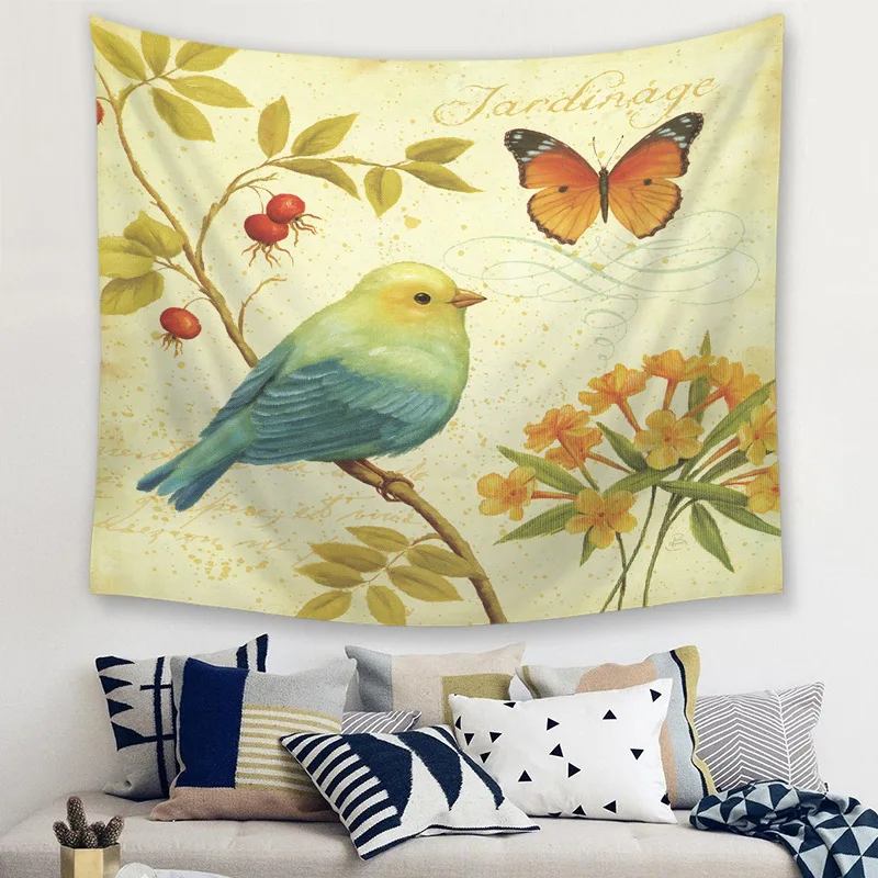 

150*130cm Bird Tapestry Home Decorations Wall Hanging Forest Starry Night Tapestries For Living Room Bedroom