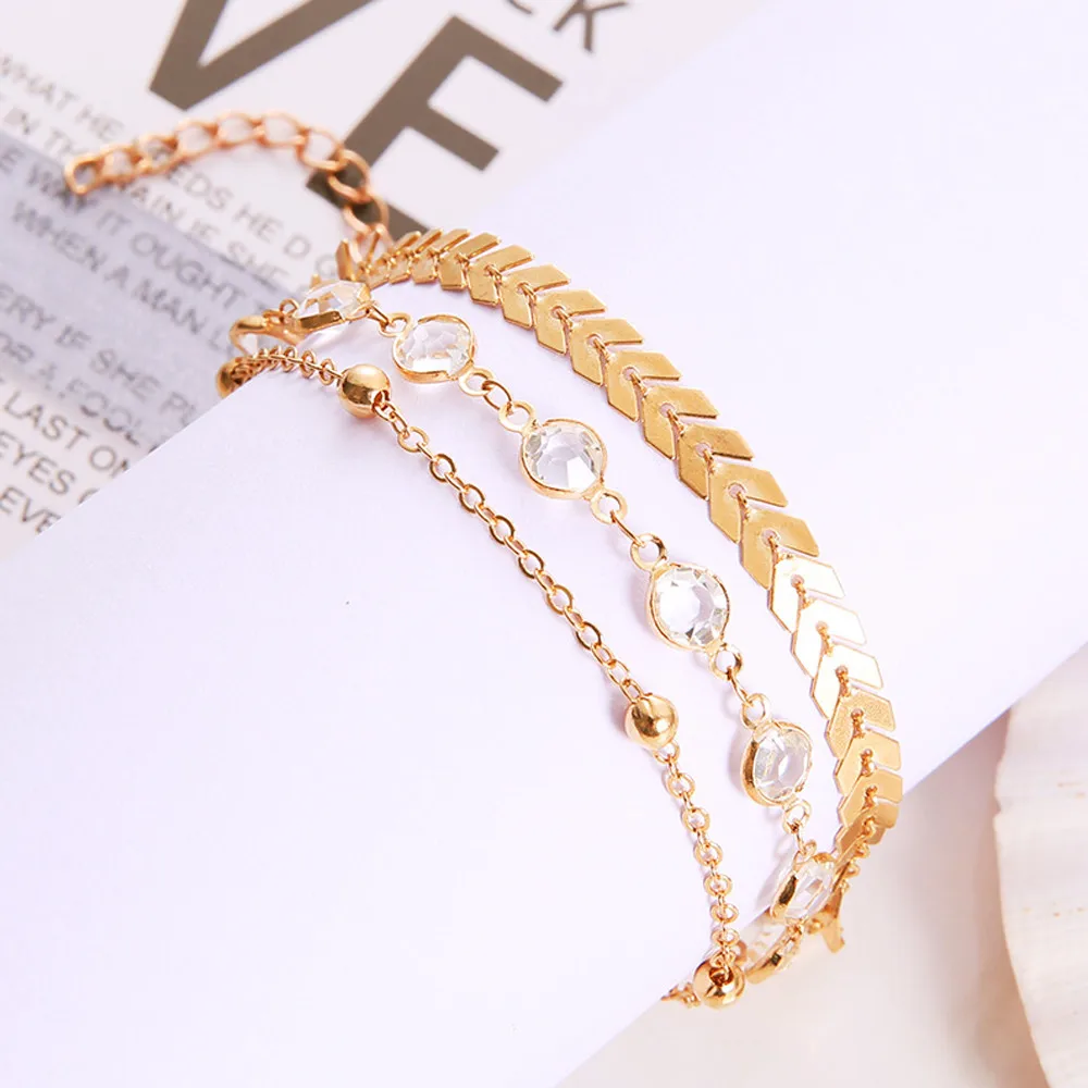 Многослойный браслет на ногу ювелирные изделия пляжный бусины бохо готический