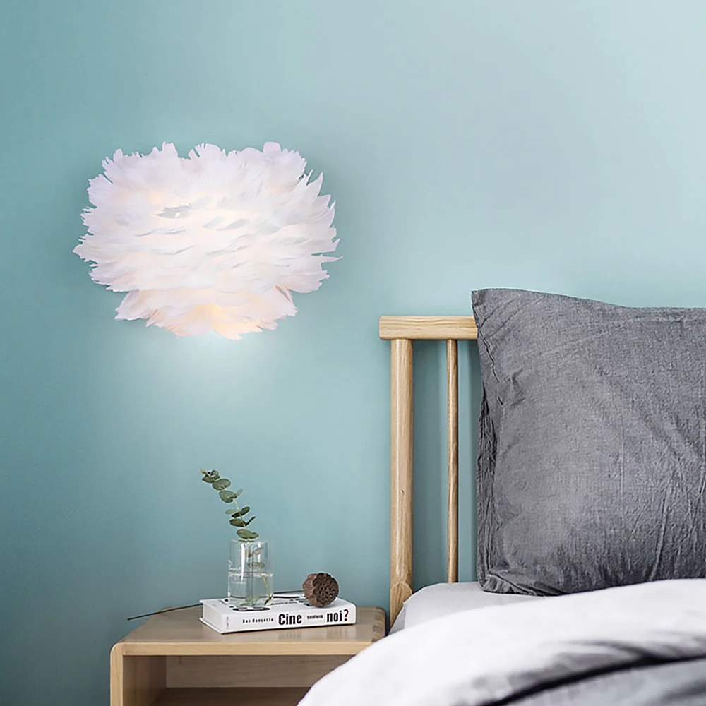 

Feather Chandelier Nordic INS Wall Lamp LED Simple Modern Living Room Background Wall Creative Feather Lamp Wedding Party Decor