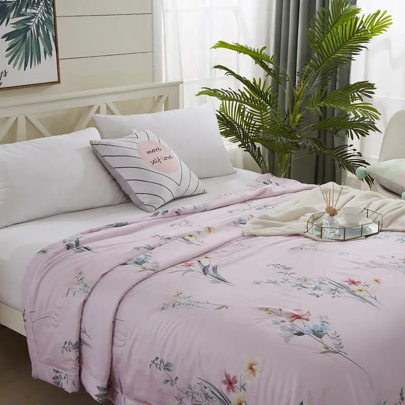 للبيع 2020 جديد ايوسل مشروط لحاف صيفي الوردي تكييف الهواء بطانية للنوم لينة تنفس بطانية