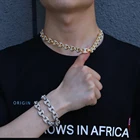 Цепочка в стиле хип-хоп, ожерелье с декором кофейные зерна, свинка, нос, браслеты в стиле панк, сверкающая цепь 13 мм с цирконием AAA